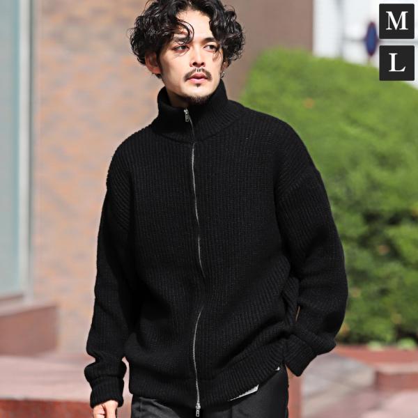 ニットジャケット メンズ トップス カーディガン オーバーサイズ ジップ スタンドネック