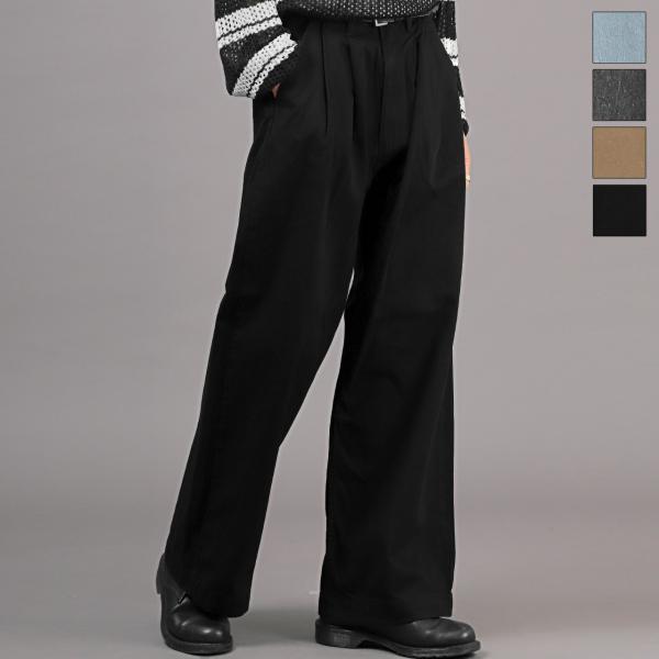 ワイドパンツ メンズ ボトムス ストレート タック スラックス ワーク ワイド 無地