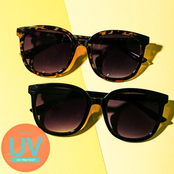 サングラス 伊達眼鏡 メンズ レディース カラサン ウェリントン 大きめ 黒縁 デミ柄 UVカット