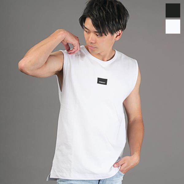 TRAP/U ノースリーブ Tシャツ メンズ トップス タンクトップ ボックスロゴ プリント 天竺 ...