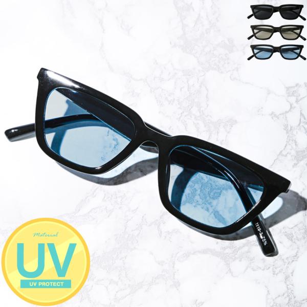 サングラス メンズ レディース 男女兼用 ウェリントン カラーレンズ UVカット 度なし 黒縁 ブラ...