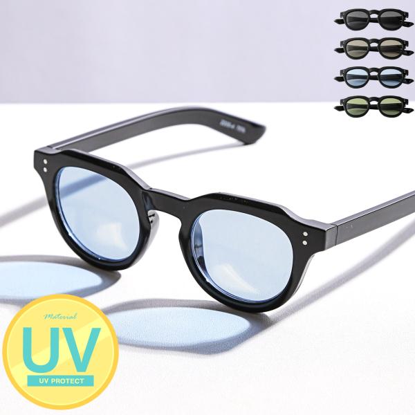 サングラス ボストン メンズ レディース 男女兼用 UVカット 紫外線対策 黒縁 カラーレンズ ブラ...