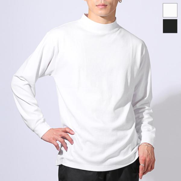 長袖 モックネック トップス ロンT メンズ レディース Tシャツ カットソー インナー 白 黒 ホ...