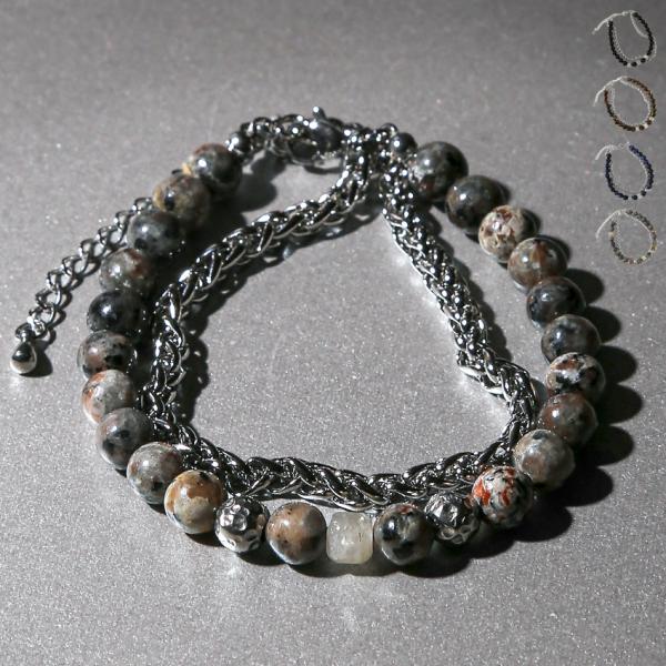 【メール便】ブレスレット メンズ レディース ストーン 天然石 韓国 アクセサリー アクセ チェーン...