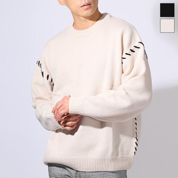 セーター ニットソー 5G ニット 長袖 メンズ レディース ハンドステッチ オーバーサイズ 春 秋...