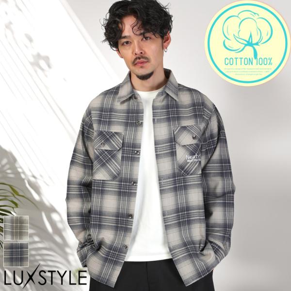シャツジャケット CPOジャケット ジャケット メンズ 長袖 シャツ チェック 刺繍 ワンポイント ...