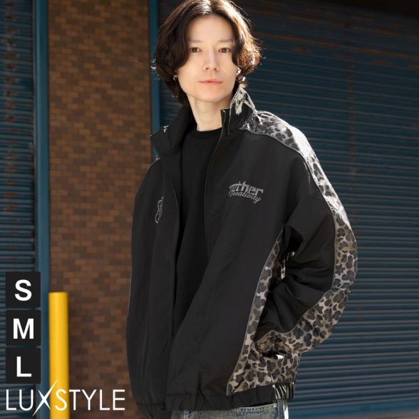 ブルゾン ナイロンジャケット スタンドジャケット アウター メンズ ナイロン ヒョウ柄 レオパード ...