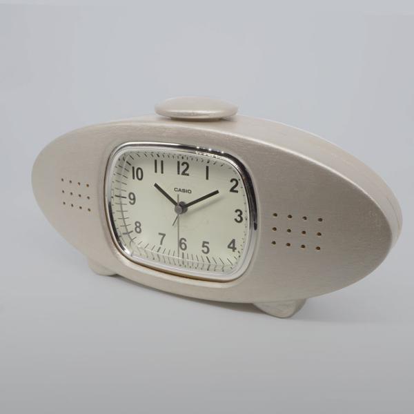木製置き時計［シルバー］ CASIO TQ-159-7JF内蔵