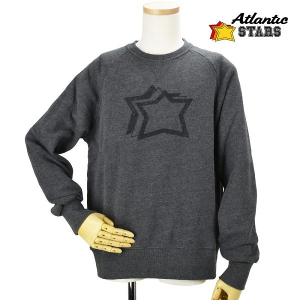 【並行輸入品】アトランティックスターズ スウェット トレーナー スタープリント 裏起毛 グレー メン...
