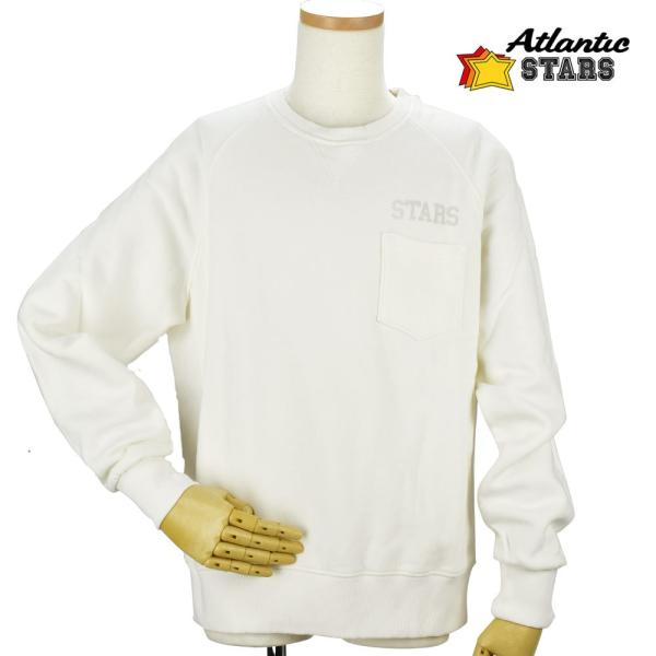 【並行輸入品】アトランティックスターズ スウェット トレーナー ポケット 裏起毛 ホワイト メンズ