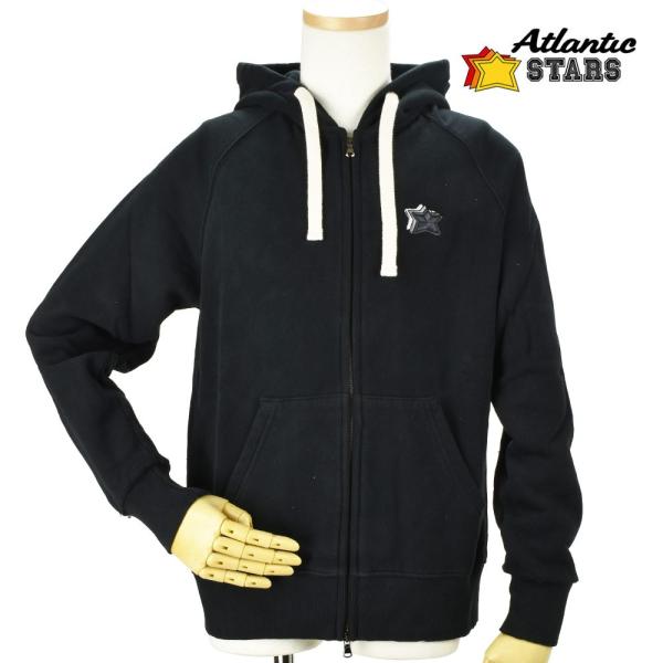 【並行輸入品】アトランティックスターズ ジップアップパーカー フーディー 裏起毛 ブラック 黒 BL...