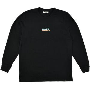 ボーラー ロンT メンズ カットソー クルーネック 長袖Tシャツ ロゴT バックプリント ブラック 黒 BALR. OLAF STRAIGHT LV CHROME T-SHIRT JET BLACK