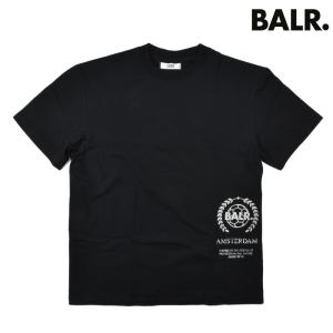 【SALE】ボーラー Tシャツ カットソー ロゴプリント ブラック 黒 CREST PRI AMSTERDAM BOX FIT メンズ BALR. T-SHIRT｜cloudshoe