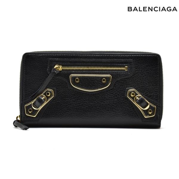 【並行輸入品】バレンシアガ クラシック コンチネンタルジップ ラウンドファスナー長財布 ブラック ゴ...