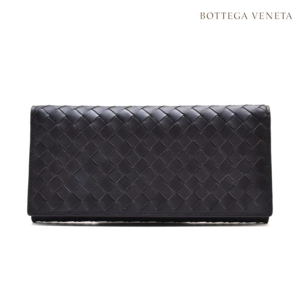 【並行輸入品】ボッテガヴェネタ 二つ折り長財布 イントレチャート ダークブラウン メンズ BOTTE...