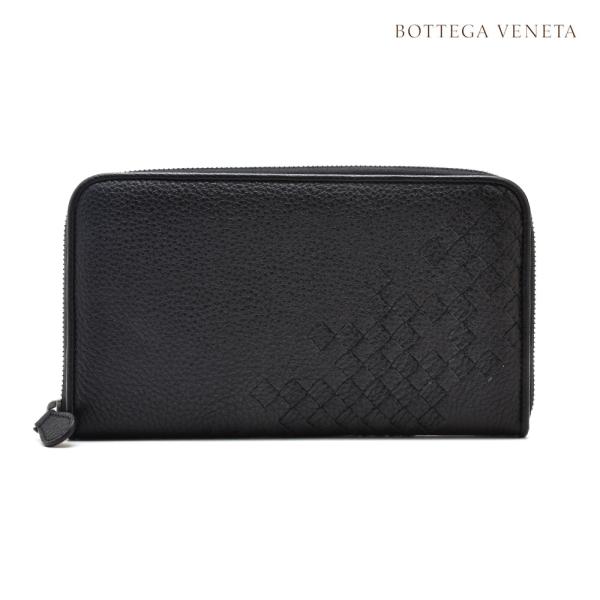 【並行輸入品】ボッテガヴェネタ ラウンドファスナー長財布 ネロ ディテール チェルボ メンズ