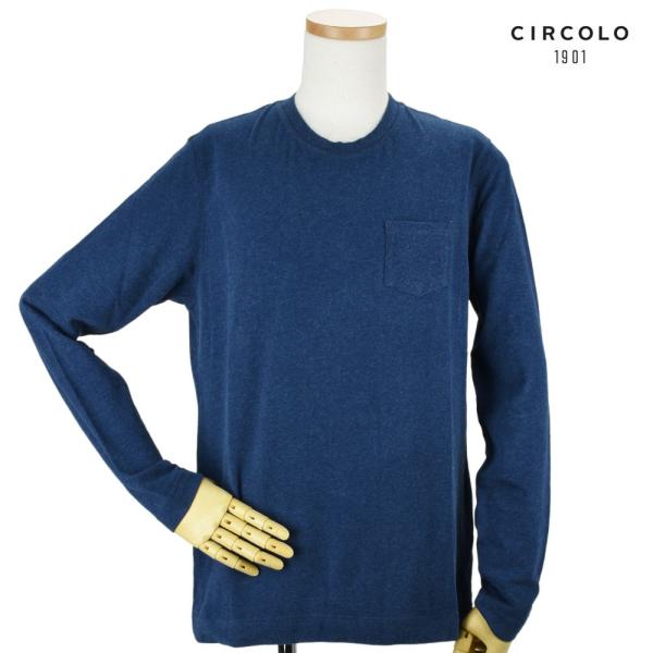 【並行輸入品】チルコロ 1901 ロンT ポケT トップス クルーネック ネイビー メンズ CIRC...