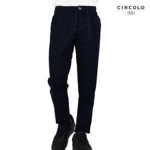 チルコロ 1901 CN1882 INDACO トラウザー パンツ コットン ストレッチ ジャージー 2プリーツ パンツ ネイビー NAVY メンズ｜cloudshoe