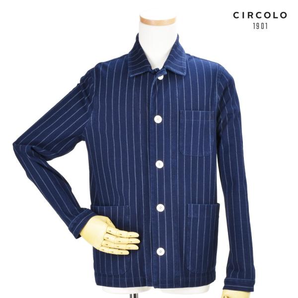 【並行輸入品】チルコロ 1901 シャツジャケット トップス ストライプ ネイビー メンズ NAVY...