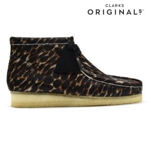 クラークス ワラビー ブーツ ハラコ ヒョウ柄 ブラック アニマル プリント メンズ 26146759 CLARKS WALLABEE BOOT  BLACK ANIMAL