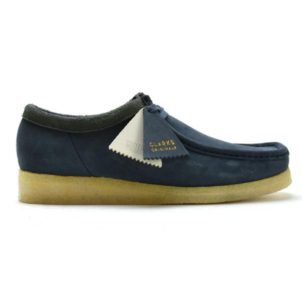 クラークス オリジナルス ワラビー メンズ モカシン シューズ ブルー スエード CLARKS OR...