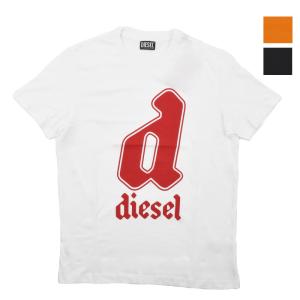 ディーゼル DIESEL Tシャツ メンズ カットソー クルーネック 半袖 ロゴT ブラック ホワイト オレンジ 黒 白 DIESEL T-DIEGOR-K54