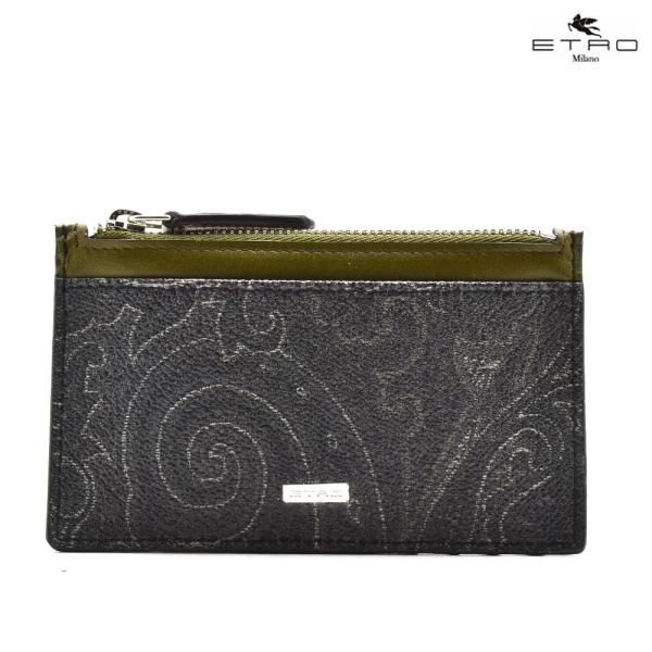 【並行輸入品】エトロ コインケース 小銭入れ カードケース パスケース 名刺入れ ブラック オリーブ...