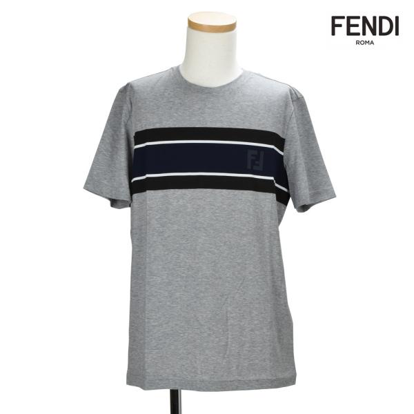 【並行輸入品】フェンディ Tシャツ カットソー 半袖 クルーネック グレー メンズ
