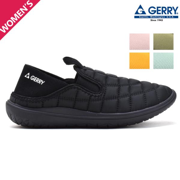 ジェリー GERRY モックシューズ スリッポン ブラック カーキ レディース 5502