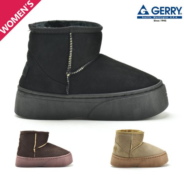 ジェリー GERRY フェイクムートンブーツ レディース ショートブーツ 靴 ボア 起毛 軽量 厚底...