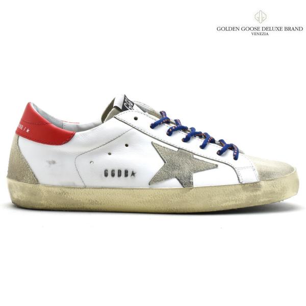 【並行輸入品】ゴールデングース スニーカー スーパースター レザー ダメージ加工 ホワイト レッド ...