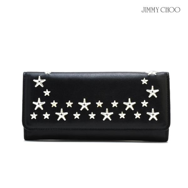 【並行輸入品】ジミーチュウ スタースタッズ付き 長財布 レザー ウォレット ブラック 黒 レディース...