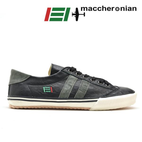 【並行輸入品】マカロニアン 10271 BLACK GRAY ブラック グレー レザー メンズ スニ...
