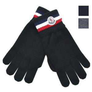 モンクレール 手袋 メンズ グローブ ニット トリコロール ウール ロゴ ブラック ネイビー グレー GUANTI TRICOT MONCLER【送料無料】｜cloudshoe