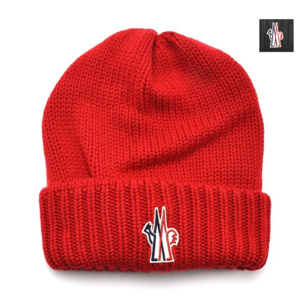 【並行輸入品】モンクレール ニットキャップ メンズ ビーニー レッド グレー BERRETOO TR...