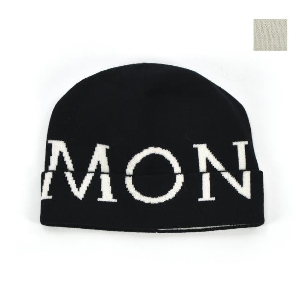 【並行輸入品】モンクレール ニットキャップ レディース ビーニー ロゴレタリング ブラック ホワイト...