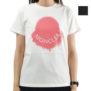 【SALE】モンクレール Tシャツ レディース 半袖 カットソー クルーネック ロゴT コットン ホワイト ブラック 白 黒 MONCLER 【送料無料】｜cloudshoe