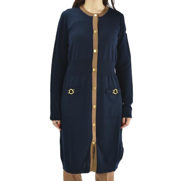 【並行輸入品】モンクレール カーディガン レディース ロングニット ワンピース ウール ネイビー A...