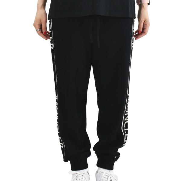 【並行輸入品】モンクレール トラックパンツ レディース ジョガーパンツ ウール サイドロゴ ブラック...