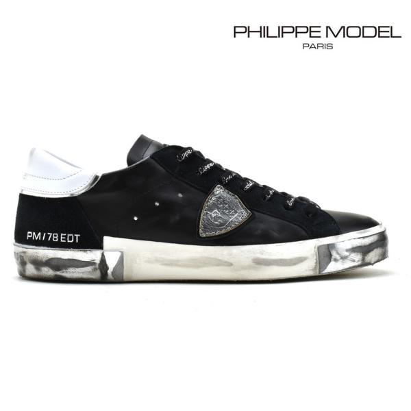 【並行輸入品】フィリップモデル パリ スニーカー カジュアルシューズ ダメージ加工 ブラック 黒 メ...