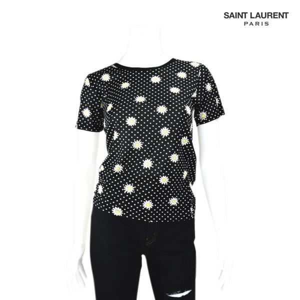 【並行輸入品】サンローラン Tシャツ カットソー 半袖 415868 Y2WU2 1077 花柄 ブ...