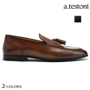 【SALE】ア テストーニ タッセルローファー ドレス インディゴ キャメル BURNISHED CALF メンズ a.testoni｜cloudshoe