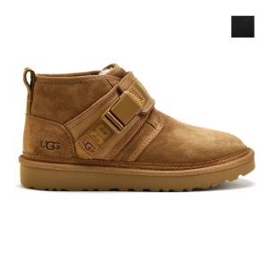 アグ UGG ムートン ブーツ メンズ ニューメル スナップバック スエード ボア ブラック チェス...