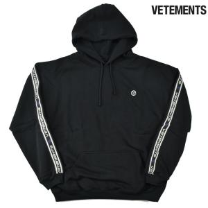 ヴェトモン プルオーバー パーカー フーディー ロゴテープ ブラック 黒 SWEAT メンズ VETEMENTS｜cloudshoe