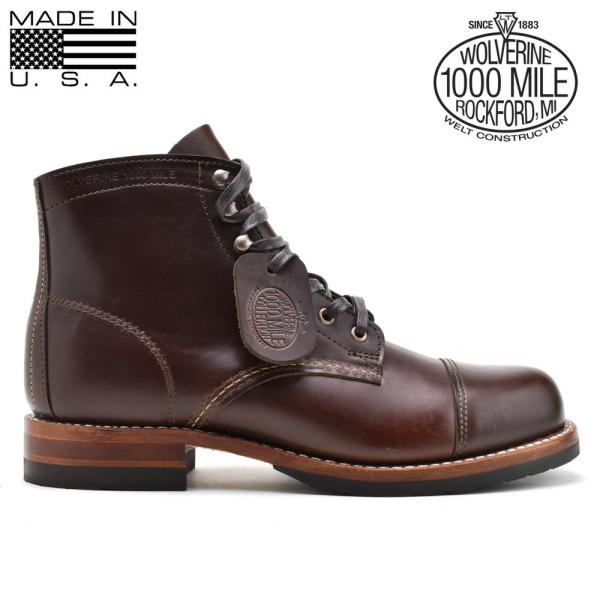 【並行輸入品】ウルヴァリン ワークブーツ 1000マイル ブラウン キャップトゥ W990075 メ...