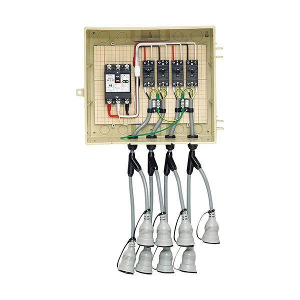 ###未来工業 【13-4BW4】ベージュ 屋外電力用仮設ボックス (漏電しゃ断器・分岐ブレーカ・コ...