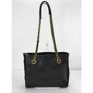 【中古】プラダ（ＰＲＡＤＡ） チェーンショルダー ナッパレザー ナイロン｜clover-brand