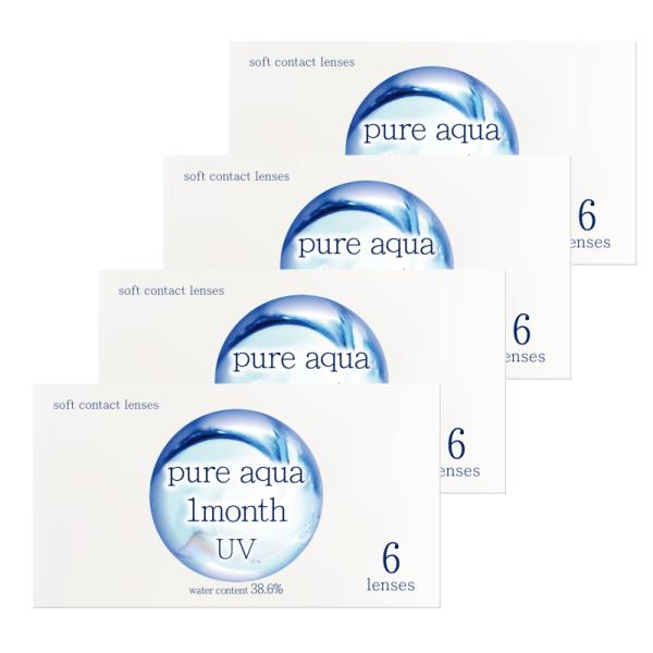 [今だけ洗浄液プレゼント] コンタクト 4箱セット ピュアアクア ワンマンス UV by ゼル 1箱...
