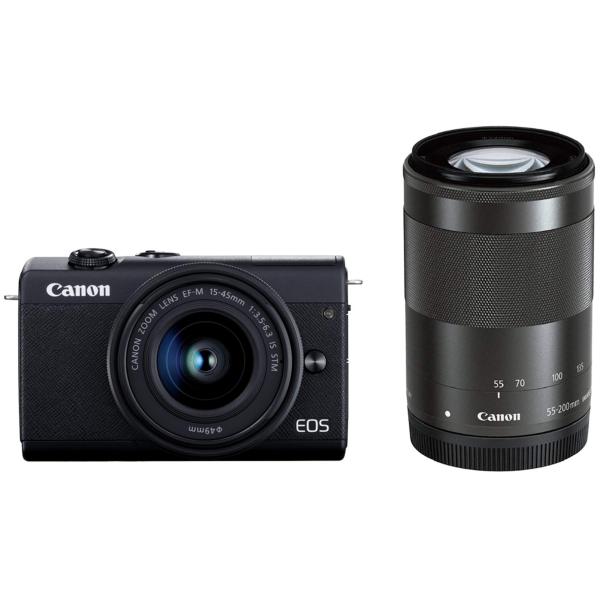 Canon ミラーレス一眼カメラ EOS M200 ダブルズームキット ブラック EOSM200BK...