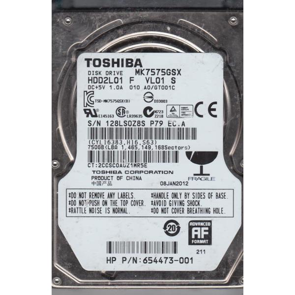 Toshiba MK7575GSX 750GB 2.5インチ9.5mm